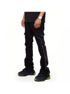Washed Denim Bodycon Men's Cargo Pants
