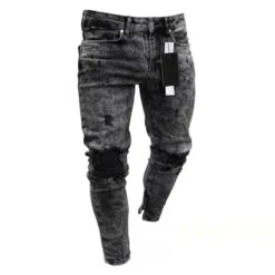 Fashion Pure Color Ripped Men's Denim Jeans -FlexTrend Store P 20240307163521716 561