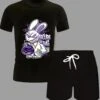 Cartoon Letter Pattern Sporty Short Suit -FlexTrend Store P 20240315135005704 318