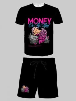 Cartoon Angel Letter Pattern Short Suit -FlexTrend Store P 20240510113513181 944