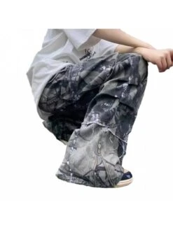 Colorblock Geometric Pattern Mid-rise Jeans -FlexTrend Store P 20240604122031876 888