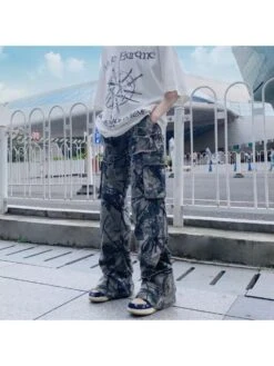 Colorblock Geometric Pattern Mid-rise Jeans -FlexTrend Store P 20240604122035559 121