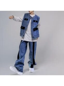 Colorblock Crewneck Loose Long Sets -FlexTrend Store P 20240604144008769 333