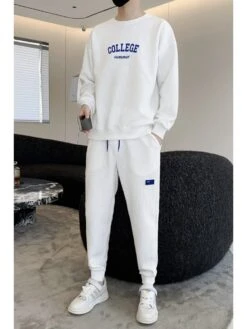 Letter Pattern Crewneck Long Sleeve Long Sets