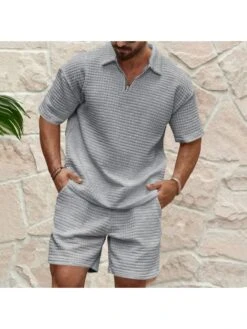 Solid Color Raglan Sleeve Loose Short Sets