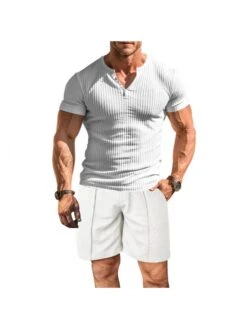 FlexTrend Store 7 Solid Color Short Sleeve Bodycon Short Sets