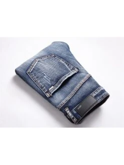 Letter Pattern Cotton Fitted Jeans -FlexTrend Store P 20240613134029131 929