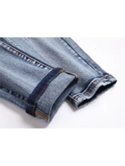 Letter Pattern Cotton Fitted Jeans -FlexTrend Store P 20240613134032051 723