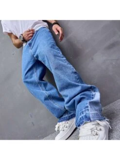 Washed Cotton Loose Jeans