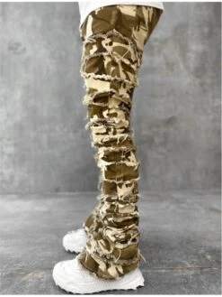 Camouflage Raged Hem Denim Men's Long Pant -FlexTrend Store P 20240617084018481 257