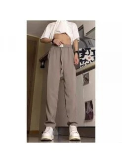 Solid Color Mid-rise Springy Long Pant & Cropped -FlexTrend Store P 20240617145210808 309