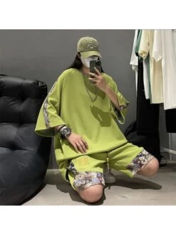 Cartoon Pattern Cotton Retro Couple Short Sets -FlexTrend Store P 20240618104425714 163