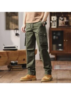 Solid Color Cotton Mid-rise Long Pant -FlexTrend Store P 20240618143205322 688