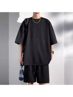 Polka Dots Crewneck Loose Short Sets