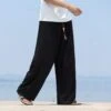 Solid Color Mid-rise Straight Long Pant & Cropped