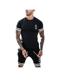 Pattern Patchwork Short Sleeve Men's Short Sets